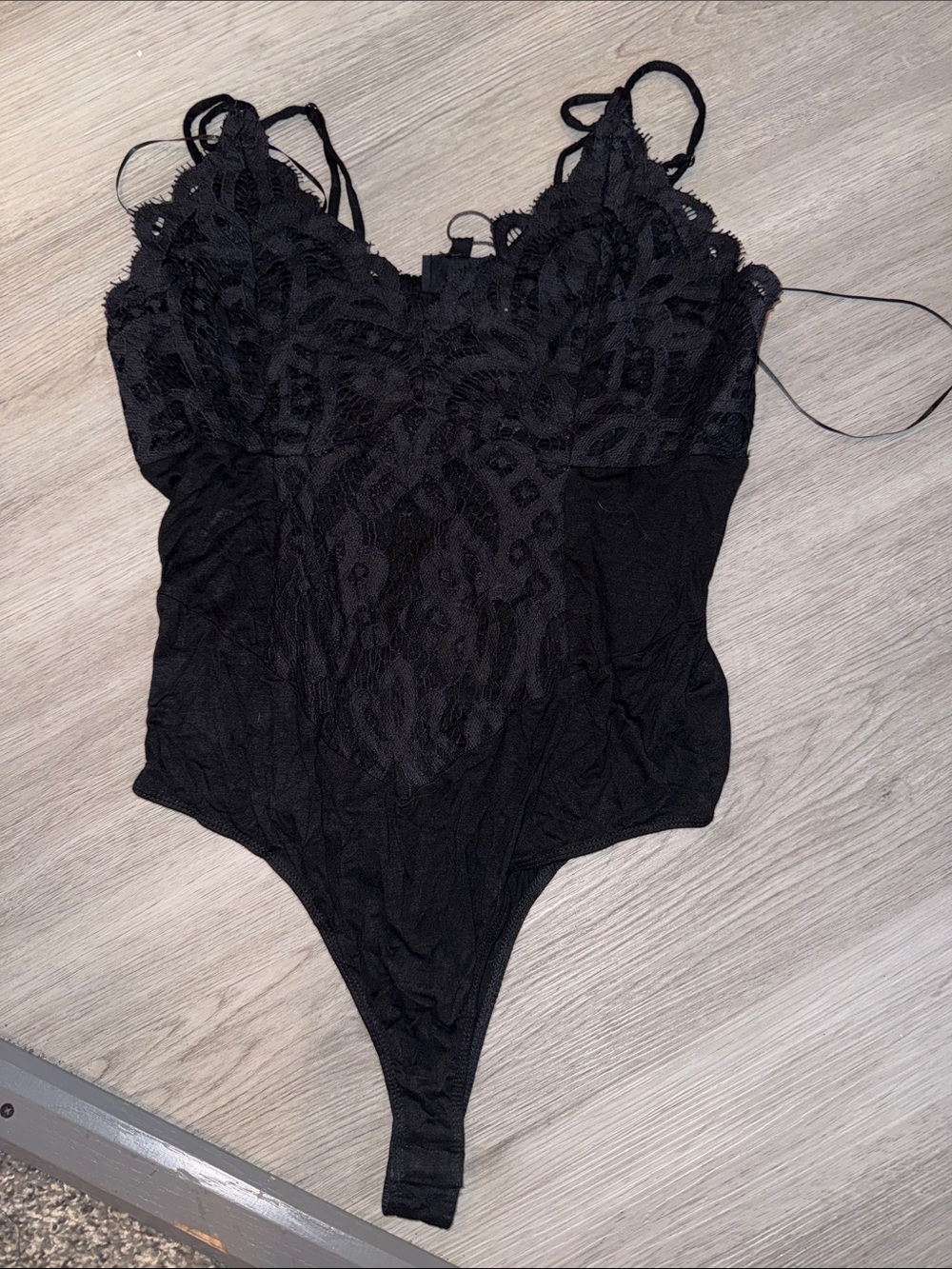 Lace Trim Black Bodysuit Shapewear - Women Intimates